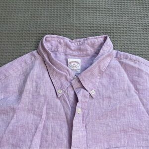 Brooks Brothers 346 100% Linen Shirt XL Men’s Lavender Purple Long Sleeve